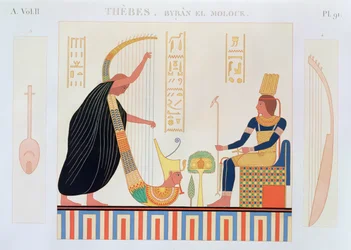 Decoration from the Room of the Harps, East Tomb, Byban el Molouk, Thebes (Volume II, plate 91) from Descriptions of Egypt by Edmonde Francois Jomard published 1809-22