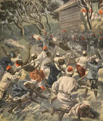 Defeating the Sakalava people, Madagascar, illustration from Le Petit Journal: Supplement illustre, 3rd April 1898