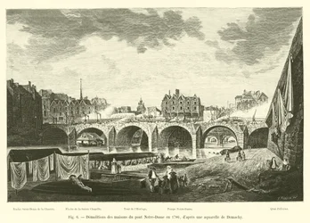 Demolition of the Houses on the Pont Notre-Dame in 1786, after a watercolor by Demachy
