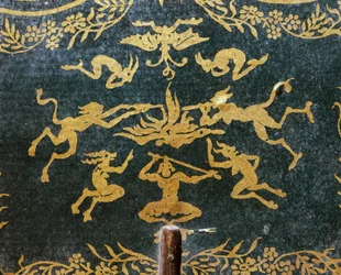 Demons and Goats Blowing on Satanic Fire, Hand Fan Created as Advertising Device for Opera White Lady
