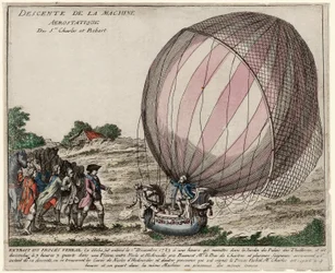 Descent of the Aerostatic Machine of Srs. Charles and Robert, pub. 1783