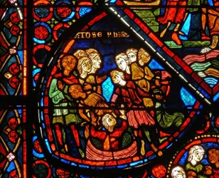 Window depicting scenes from the story of Joseph (detail)
