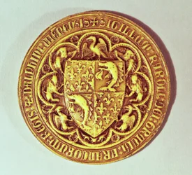 Dolphin Seal, the Shield of France, with dolphins and fleur-de-lys, 1376
