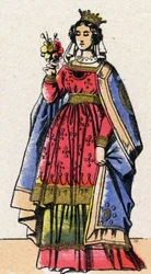 Dynasty of the Capetians: Portrait of Adele or Alix or Alice de Champagne (1140-1206), Queen of France