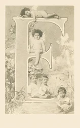 E: Five young children, naked as Cupids or in a small shirt
