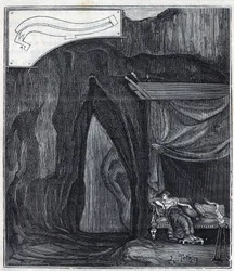 Interior of the cave known as the Ear of Denys in Syracuse - Engraving in 