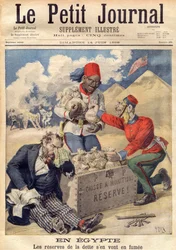 England putting the hand on the reserves of the Egyptian debt to finance a military operation in June 1896 - illustration from 
