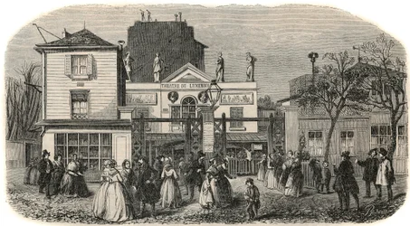 Entrance of the Luxembourg Theatre Known as Bobino in the 19th Century (Engraving in Tableau-de-Paris by Edmond Texier, 1852)