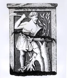Esus, the Great God of Nature, illustration from Science and Literature in the Middle Ages and Renaissance, written and engraved by Paul Lacroix, 1878