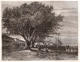 Evian-les-Bains - Haute-Savoie - engraving in La France illustree: geography, history, statistical administration by V.-A. Malt-Brown. 1884