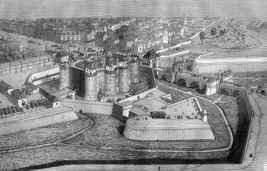 Exterior view of the Bastille in Paris in 1650