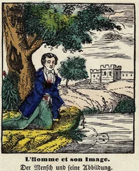 Fables of La Fontaine: Man and His Image. Image of Epinal, first half of the 19th century.