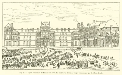 Western facade of the Louvre around 1660, facsimile of a contemporary drawing, communicated by M Albert Lenoir