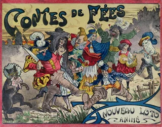 Fairy tale characters painted on the box lid of a game of lotto