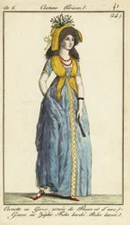 Fashionable woman in a gauze cornette, Tivoli Gardens
