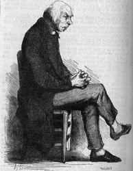 Father Goriot. Engraving mid 19th century. Illustration for 