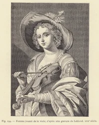 Woman Playing the Viol, after an Engraving by Leblond, 17th Century