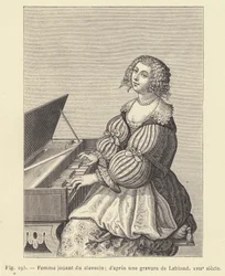 Woman Playing the Harpsichord, after an Engraving by Leblond, 17th Century