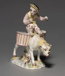 Figure of a Monkey on a Dog, manufacturer Mennecy-Villeroy Factory, France, c.1760