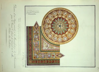 First Empire: design of a carpet executed at the Manufacture de la Savonnerie for the Cabinet de Travail of Emperor Napoleon I at the Palais des Tuileries in Paris