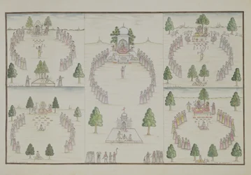 Five Hindu Cults: Shiva, Krishna, Vishnu, Brahma and Mother Goddess from The Gentil Album, Published in 1774