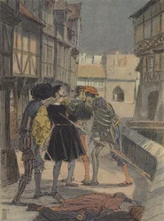 Florentine Goldsmith and Sculptor Benvenuto Cellini Surrounded and Threatened by a Group of Men