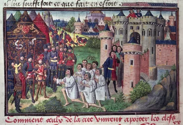 How the inhabitants of Babylon gave the keys of the city to Alexander the Great from the manuscript by Jean Vauquelin, from the Histoire du Grand Alexandre