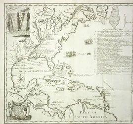 Folding map of the North American Atlantic coast, 1714