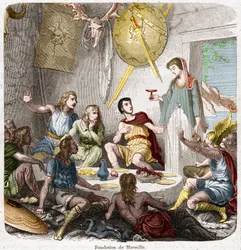 Foundation of Marseille in 600 BC: On the Day of the Arrival of the Greek Sailors, the Head of the Nams Organizes a Meal During which His Daughter Gyptis has to Choose Her Husband by Handing Him a Cup. The Greeks were Invited.