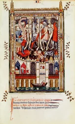 Third flagellation of St. Denis and his companions, from Vie de St. Denis, 1317