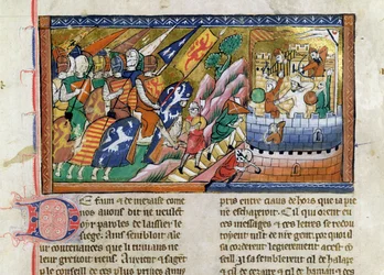 An English army attacking a castle, from the 