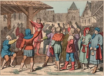 France in the Middle Ages: the Communes - Communal Charter - Oath - Engraving of the end of the 19th century in 