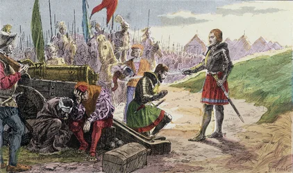 Francois 1st, weapon Chevalier by Bayard, in Marignan - Illustration 19th century