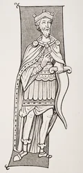 Frankish Chief or King Armed with a Scramasax, after a 9th Century Miniature, from 