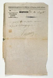 Free prescription from the Hopital de la Charite, Paris, 7th March 1837