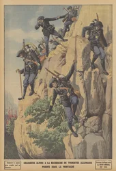 French Chasseurs Alpins searching for German tourists lost in the Alps