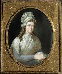 French Revolution: Portrait of Charlotte Corday (1768 - 1793). Anonymous French painting