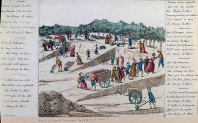French Revolution: the workers of the Champs de Mars in 1789 in Paris. Paris, Musee Carnavalet