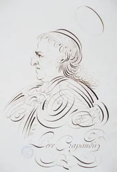 French calligraphy: Portrait of Father Crapaudin by Bernard of Paris around 1780. Historical library of the city of Paris.