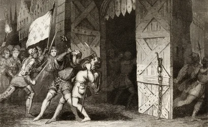 French Knights Attack an English Held City During the 100 Years War, from 