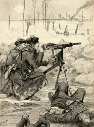 French Machine Gun Team at the Battle of the Yser, Belgium