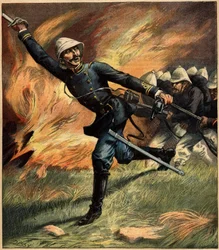 French Officer in Tonkin (Indochina) during a Battle against the Chinese Army; 1891