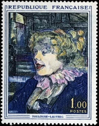 French stamp with painting by Toulouse Lautrec