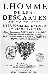 Frontispiece of Descartes Treatise on Man and on the Formation of the Foetus, published in Paris, 1674