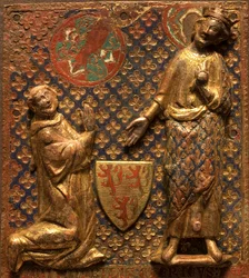 Funeral Plaque: Guy de Meyos Kneels in Front of Saint Louis (Louis IX of France)