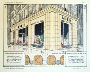 Furrier, Plate 9, illustration from Devantures de Boutiques by Louis-Pierre Sezille, Paris