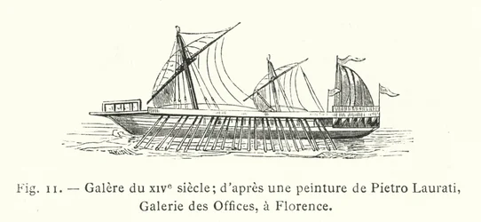 14th Century Galley; after a Painting by Pietro Laurati, Uffizi Gallery, Florence