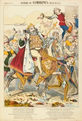 Gambriunus, Legendary King of Flanders, Broadsheet Published by Verlag Haguenthal, Pont-a-Mousson, 1860