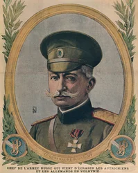 General Aleksei Brusilov, chief of the Russian Army who crushed the Austrians and the Germans in Volhynia, front cover illustration from Le Petit Journal, 2nd July 1916