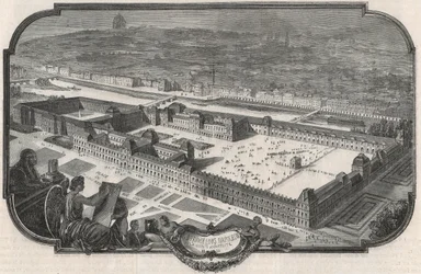 General view of the Palais du Louvre and the Tuileries in 1852 - Engraving in 